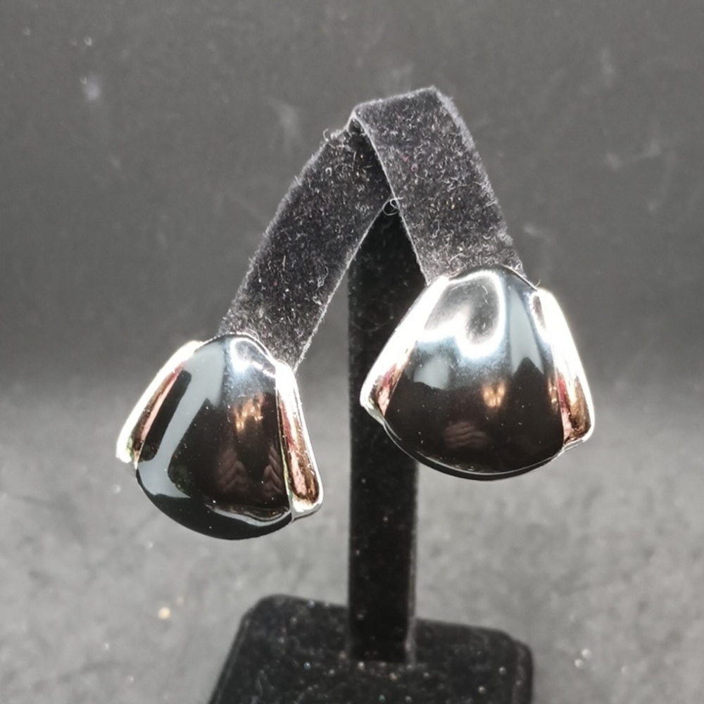 Modern Black and Silver Geometric Earrings